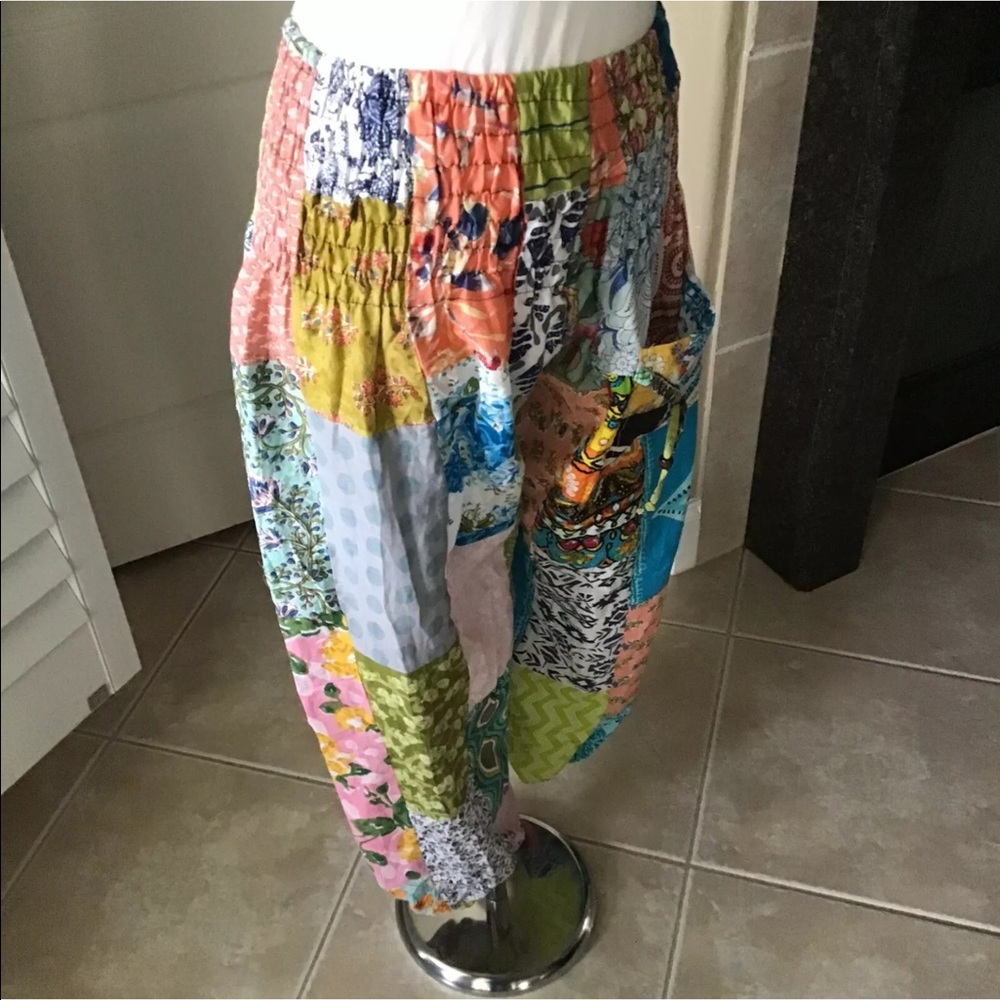 LAST PAIR! Yoga Pants Beach Patchwork 100% Cotton - Picture 7 of 8